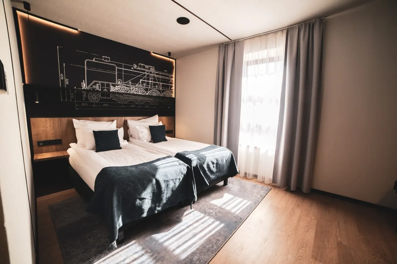 Curtains and bed runner at M23 Hotel in Katowice
